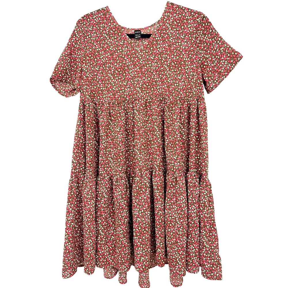 Ditsy Floral Cottagecore Boho Tiered Flowy Peasant Lightweight Grunge Dress S